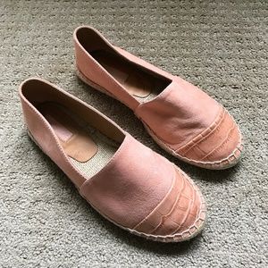 TOPSHOP Pink Leather Espadrille Flats US6